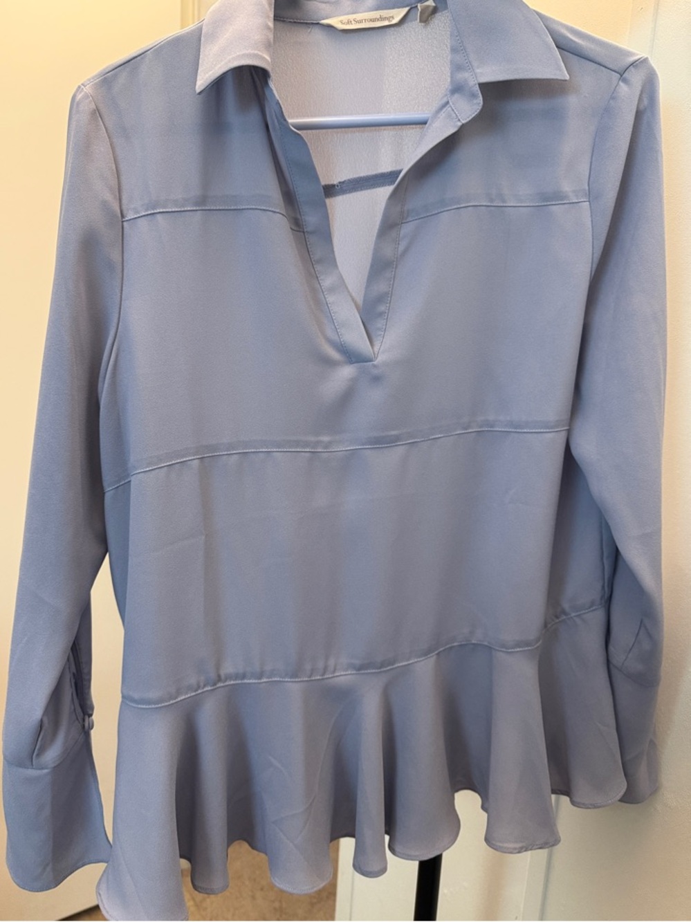 Soft Surroundings Periwinkle-lilac  Peplum V-Neck Blouse
